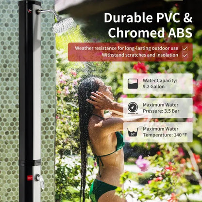 Freestanding Solar-Powered Outdoor Shower: 7.2-Foot Tall with Foot Rinse Feature
