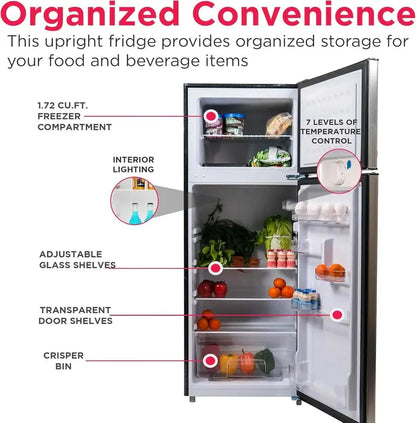 Frigidaire Platinum Series Apartment Refrigerator  7.5 Cu Ft, Two-Door Combo with Freezer, Stainless Steel Finish