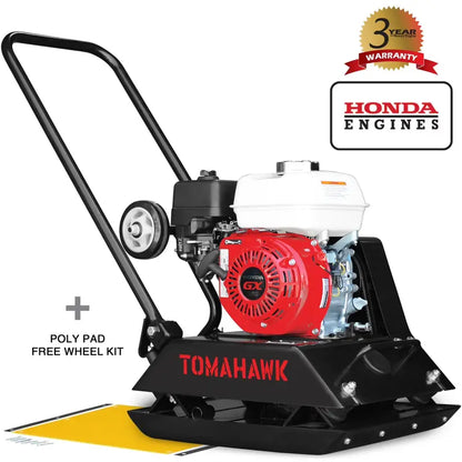 Tomahawk Power Gas Plate Compactor  5.5 HP, 3000 lbs/ft Force, 63cc Engine, 17×13″ Plate