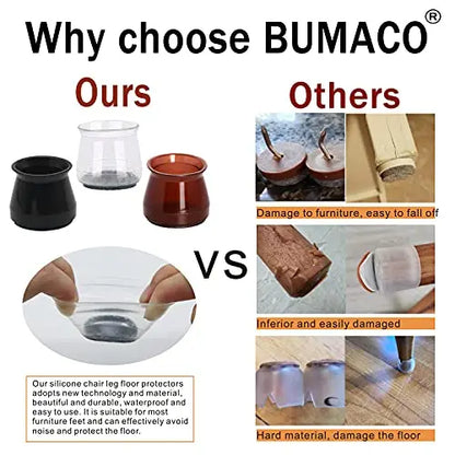 BUMACO 40-Pack Silicone Chair Leg Protectors  Floor-Safe Non-Slip Covers for Hardwood, Tile & Laminate Surfaces