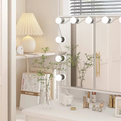 Luxury LED-Lit Makeup Vanity Station  9-Drawer Elegant Beauty Organizer