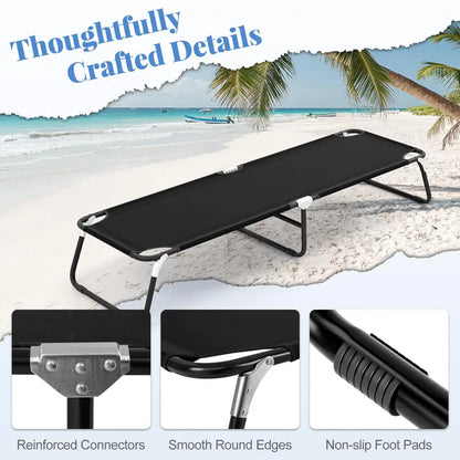 Heavy-Duty Foldable Camping Cot with Non-Slip Feet for Adults & Kids