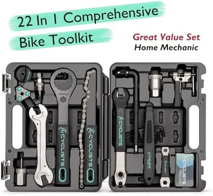 22-Piece Bike Tool Kit with Portable Storage Case for Road & Mountain Bikes