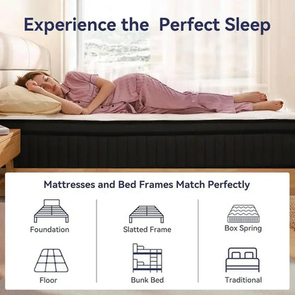 12-Inch Queen Hybrid Mattress  Premium Support with Memory Foam & Pocketed Coils