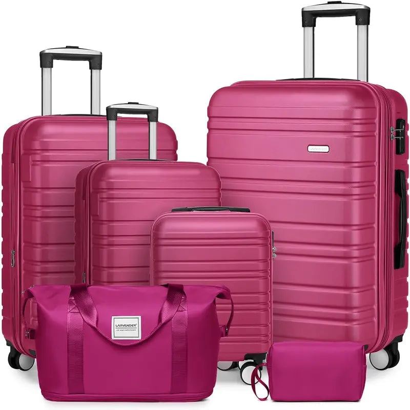 6-Piece Expandable Rolling Luggage Set  Lightweight Hardshell Suitcases with Smooth-Spinning Wheels & Modular Packing Options