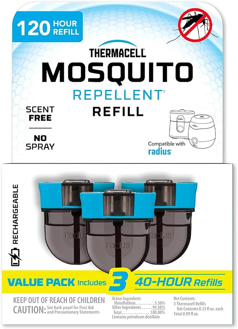 Thermacell DEET-Free Mosquito Repellent Refills, 20ft Protection, E-Series & Radius Compatible, 3-Pack
