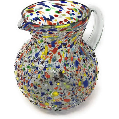 Hand Blown Glass Pitcher  Confetti Rock Design 84 oz.