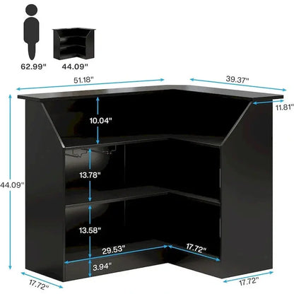 L-Shaped Bar Cabinet with Stemware Racks  Stylish Home Pub Storage Solution