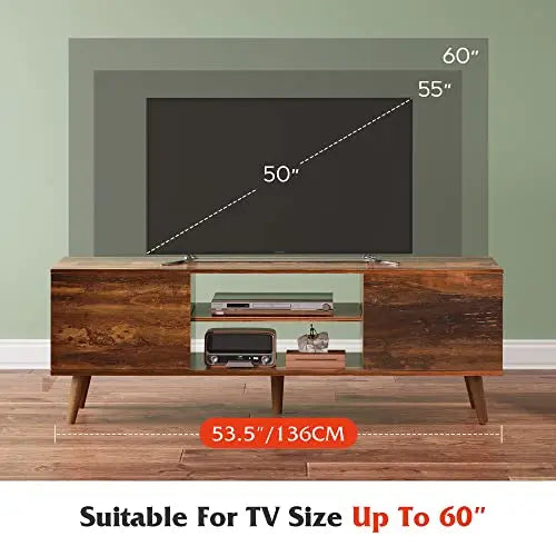 WLIVE TV Stand for 55 60 inch TV, Mid Century Modern TV Console, Entertainment Center