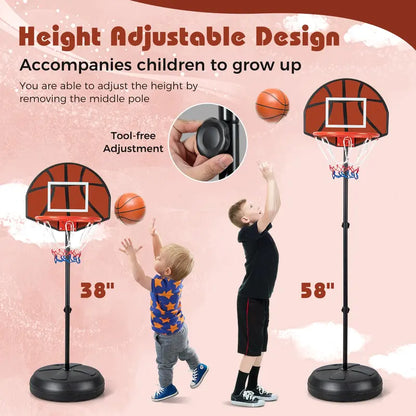 2-in-1 Toddler Basketball Hoop  Adjustable Goal with Integrated Dartboard and Fillable Base