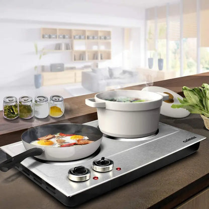 1800W Dual-Zone Ceramic Hot Plate  Portable Infrared Cooktop with Glass Surface & Precise Temperature Controls
