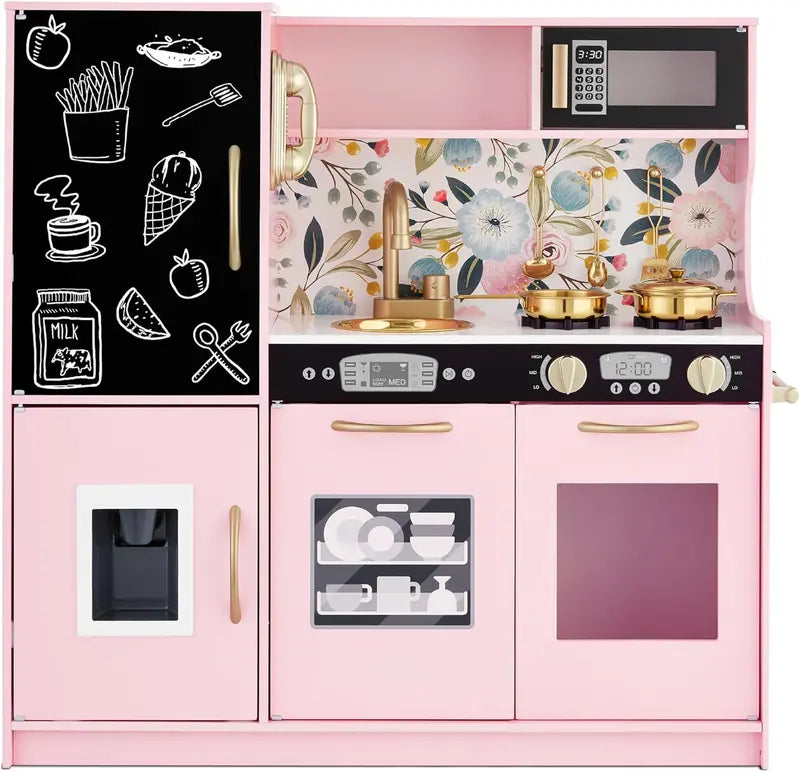 Wooden Pretend Play Kitchen Toy Set for Toddlers and Preschoolers