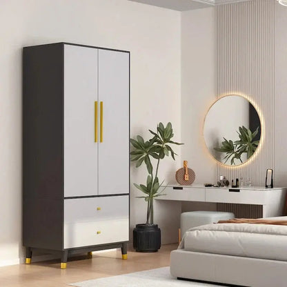 Wooden 2-Door Armoire  Classic Wardrobe Closet with Clothes Storage Functionality