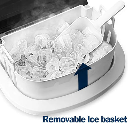 EUHOMY Sonic Nugget Ice Maker  Countertop Pellet Ice Machine, 34 lbs/Day Output, Auto-Clean, Handle Design, Includes Scoop & Basket