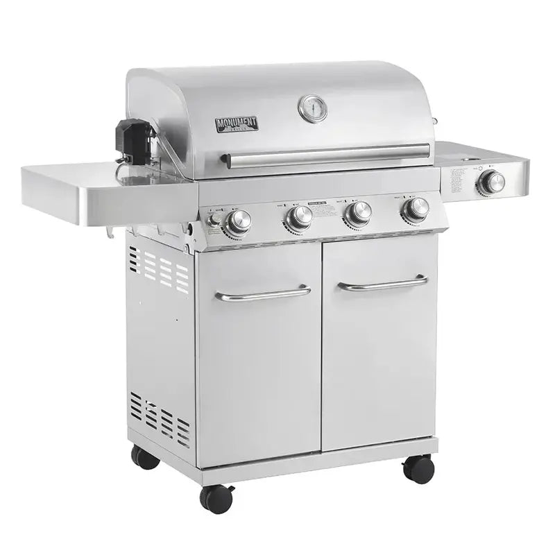 Monument Grills 4-Burner Propane Gas Grill with Rotisserie Kit  Stainless Steel Construction
