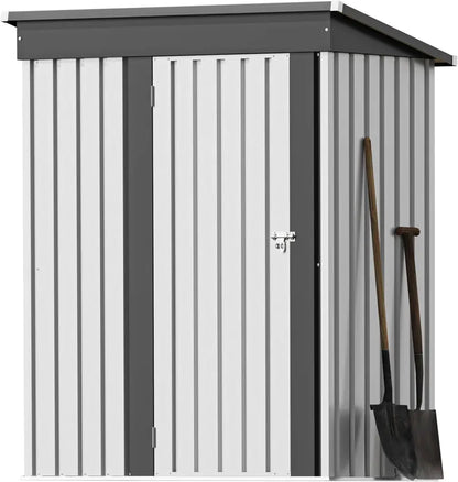 Greesum 6x4ft Lockable Patio Storage Shed  Galvanized Steel Garden Utility Shed