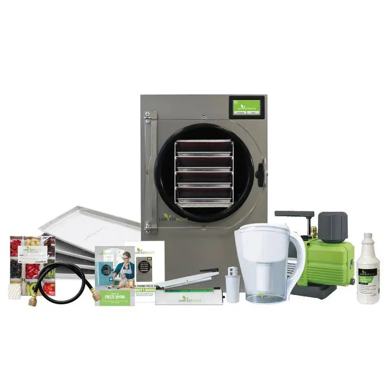 Harvest Right 5-Tray Medium Aluminum Freeze Dryer  Includes Mylar Bag Starter Kit (Black)