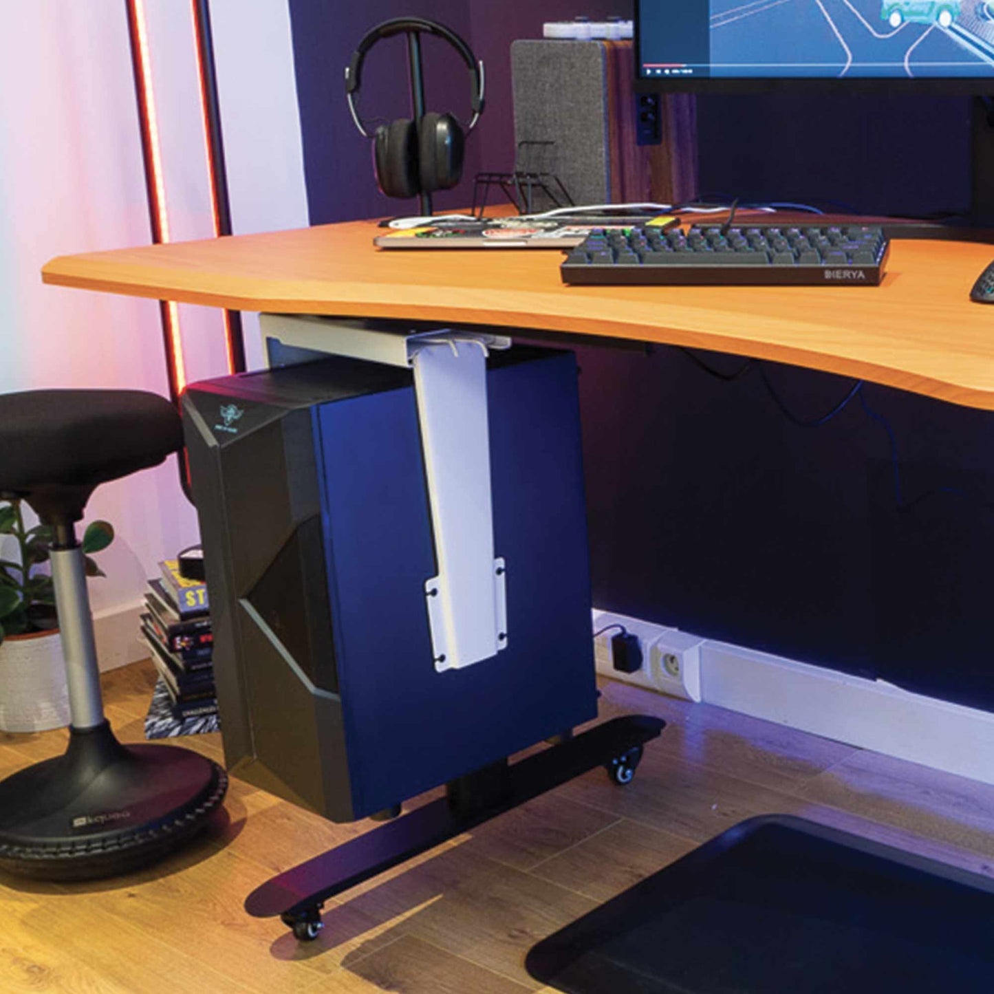 Support unité centrale grande tour 360° pour bureau