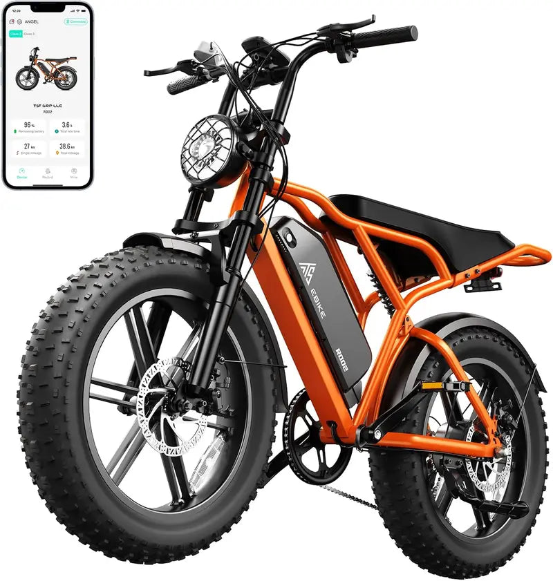 1500W All-Terrain Fat-Tire Electric Bike  20″ Wheels, 60-Mile Range, 28 MPH Top Speed