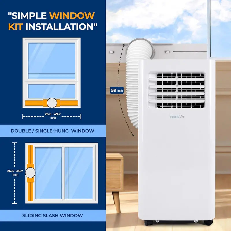 8,000 BTU 3-in-1 Portable Air Conditioner  Cooling, Dehumidifying & Fan Modes, Window Kit, Casters, Remote, Quiet Operation for Up to 300 sq ft