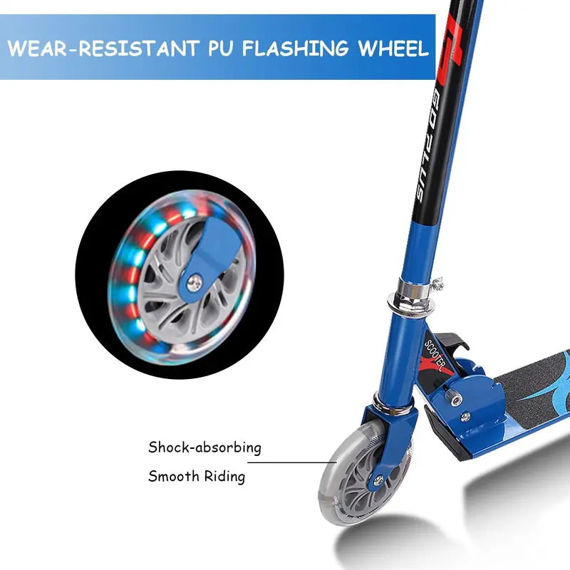 Kids’ Folding Kick Scooter  Aluminum Frame with Dual Flashing LED Wheels
