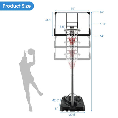 Poolside Adjustable Basketball Goal  Compact Outdoor Hoop with 64″79″ Height Range