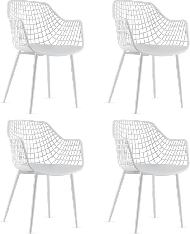 Set of 4 Black Modern Dining Chairs ¡ª Powder-Coated Metal Frame, 15-Inch High Back, Anti-Slip Feet, 265-LB Capacity