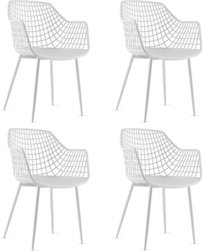 Set of 4 Black Modern Dining Chairs ¡ª Powder-Coated Metal Frame, 15-Inch High Back, Anti-Slip Feet, 265-LB Capacity