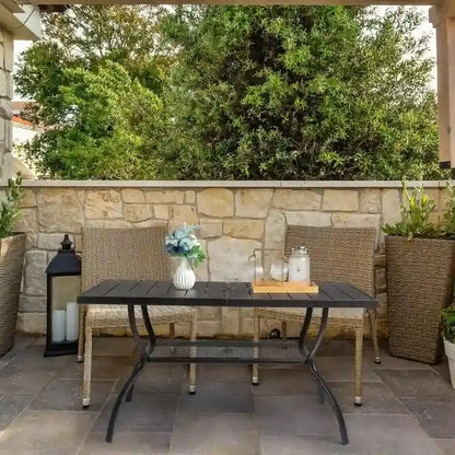 Wrought Iron Patio Dining Table  59″ Rectangular Outdoor Surface