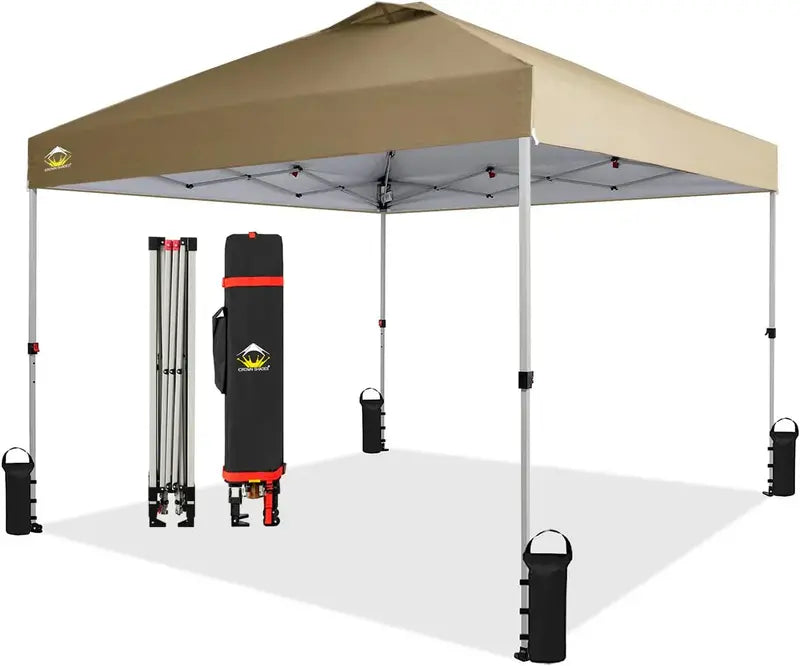 10×10 One-Click Pop-Up Awning  Silver-Coated Sunshade Canopy for Beach, Picnic & Outdoor Events