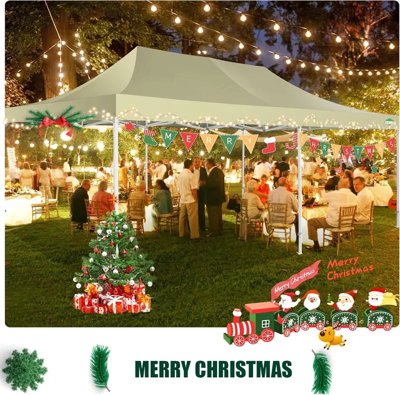 COBIZI 10×20 Pop-Up Canopy Tent  Heavy-Duty Commercial Grade with 6 Sidewalls for Weddings and Parties