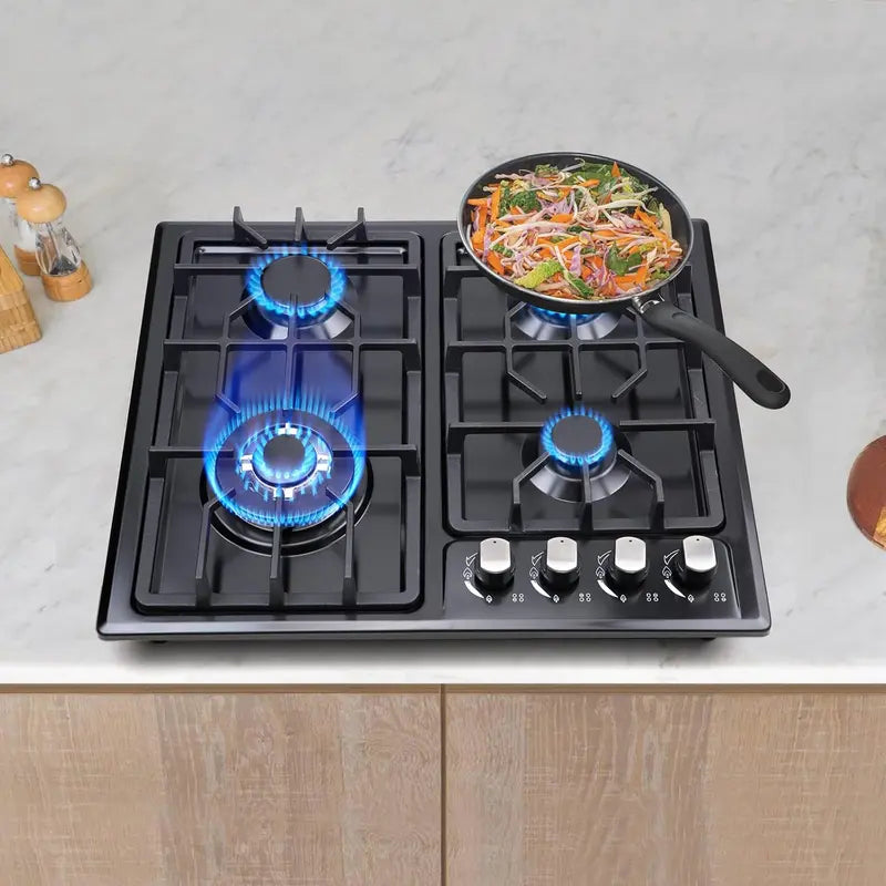 FORIMO 22-Inch Built-In Gas Cooktop  Stainless Steel 4-Burner Stovetop for Seamless Kitchen Integration