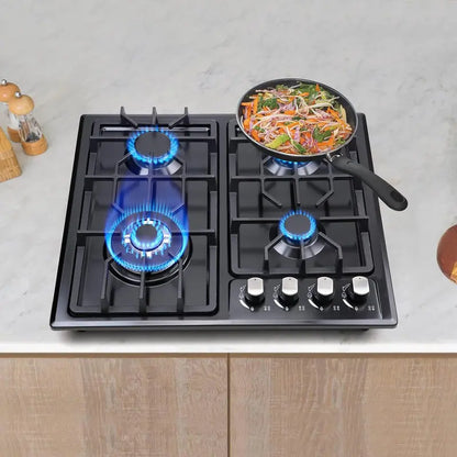 FORIMO 22-Inch Built-In Gas Cooktop  Stainless Steel 4-Burner Stovetop for Seamless Kitchen Integration
