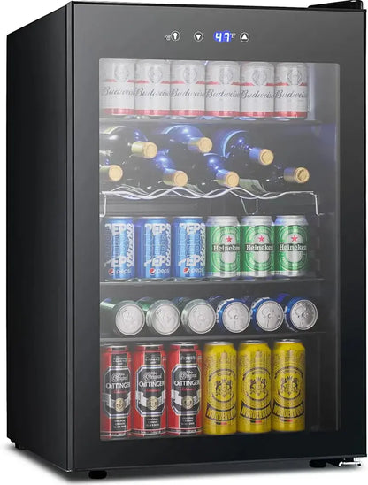 130-Can Adjustable-Temp Beverage Refrigerator  Freestanding Drink Cooler with Digital Controls