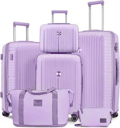 Lightweight 5-Piece PP Hardshell Carry-On Luggage Set  Dual Spinner Wheels & TSA Lock Travel Suitcases