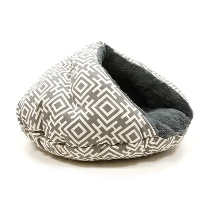Modern Grey Burger Bed Small Dog Snuggle Bed  Chic, Cozy & Machine Washable