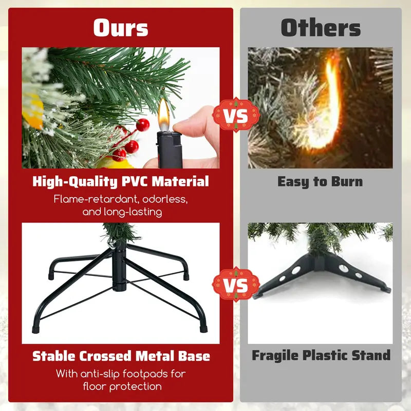5-Foot Pre-Lit Artificial Christmas Tree  Compact Lighted Xmas Tree with 453 PVC & Pine Needle Tips