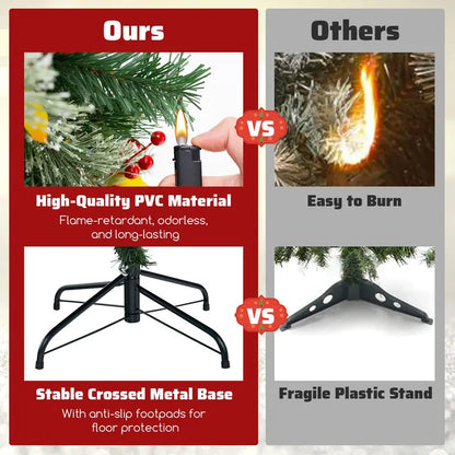 5-Foot Pre-Lit Artificial Christmas Tree  Compact Lighted Xmas Tree with 453 PVC & Pine Needle Tips