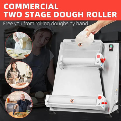 Commercial Electric Pizza Dough Sheeter  16-Inch Max Width, 370W Stainless Steel Roller for Pasta, Noodles & Flatbreads