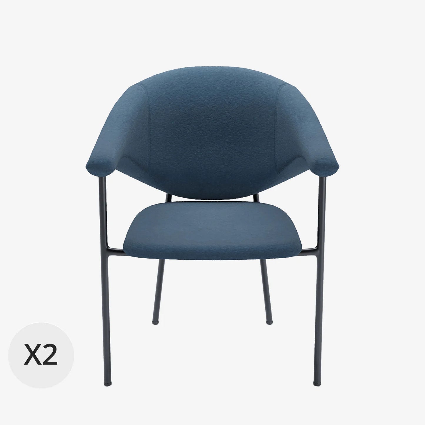 Lot de 2 chaises avec accoudoir design en velours bleu Jeanne