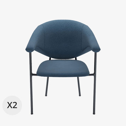 Lot de 2 chaises avec accoudoir design en velours bleu Jeanne