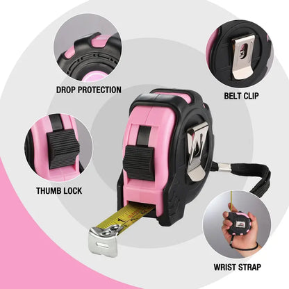 WORKPRO 16-Foot Tape Measure — Thumb Lock, Belt Clip, Dual Inch/Metric Scale, ±1mm Accuracy