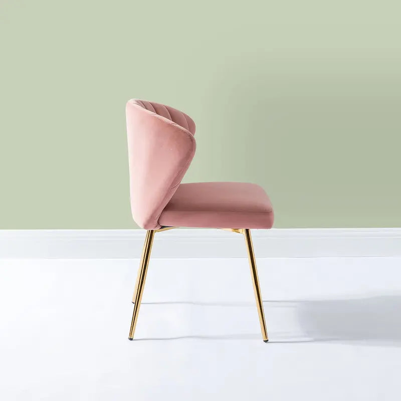 14 Karat Home Luna Velvet Side Chair for Bedroom or Living Room in Pink
