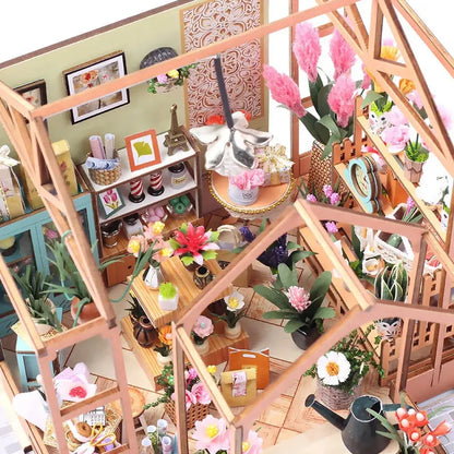 Jenny’s Greenhouse DIY Miniature Dollhouse Kit  Wooden Flowerhouse Toy for Kids