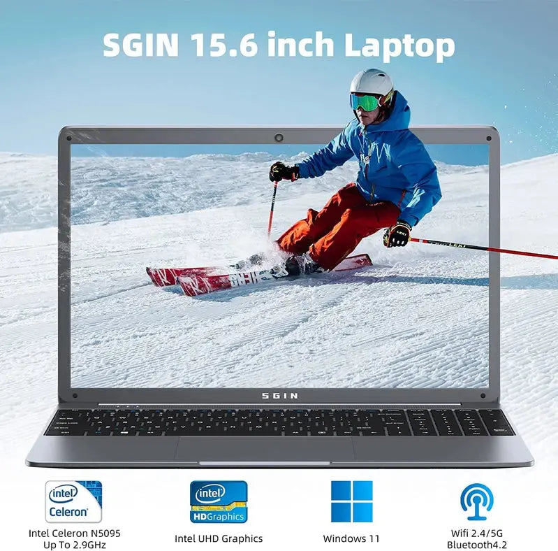 SGIN 15.6¡å Windows 11 Laptop  Intel Celeron N5095A, 12GB DDR4 RAM, 512GB SSD, Full HD 1920¡Á1080 Display