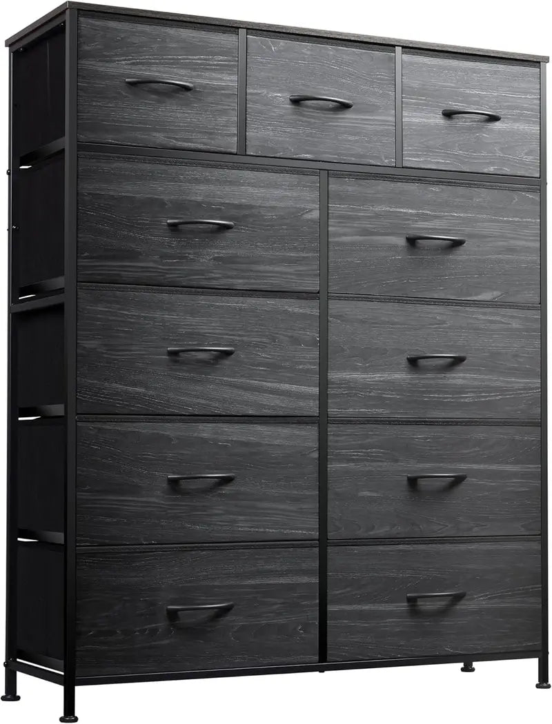 11-Bin Tall Fabric Storage Tower  Steel-Frame Organizer Unit with Stackable Drawers & Soft Bins