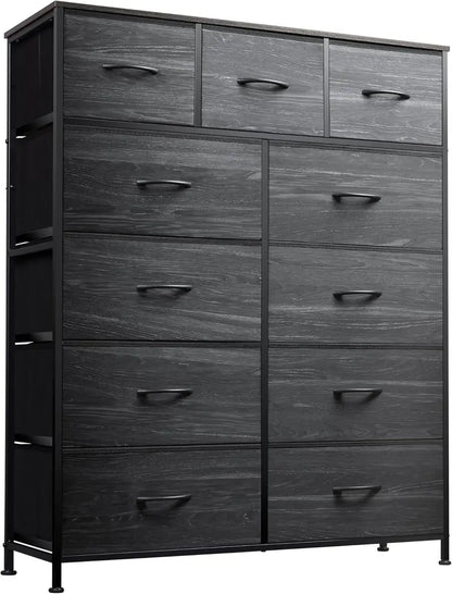 11-Bin Tall Fabric Storage Tower  Steel-Frame Organizer Unit with Stackable Drawers & Soft Bins