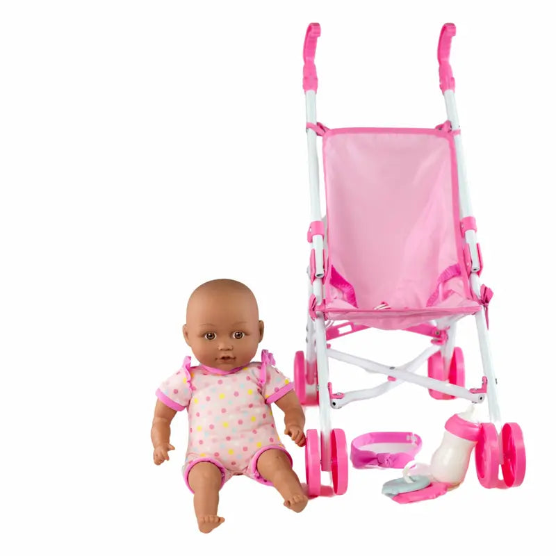 My Sweet Love 5-Piece Dark Skintone Baby Doll & Stroller Set for Toddlers