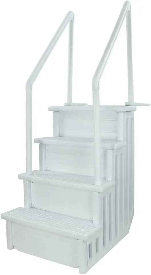 Gray Anti-Slip In-Pool Steps  Deck-Mountable Safety Stairs for Above-Ground Pools