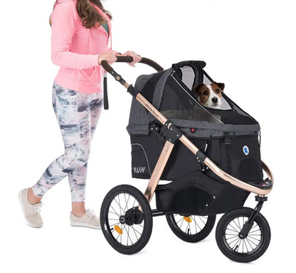 All-Terrain Pet Jogging Stroller  Aluminum Frame, Zipper-Free Entry, One-Hand Fold, Rubber Wheels (Green Camo)